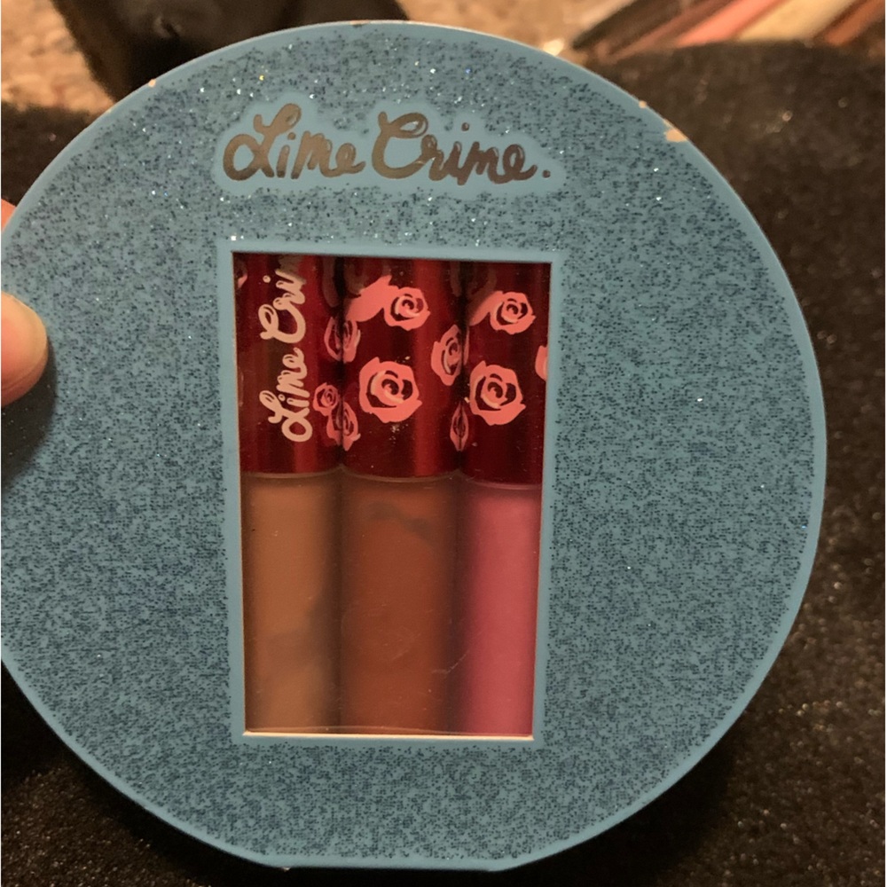 Lime Crime limited edition 3 piece mini Velvetines lip set.